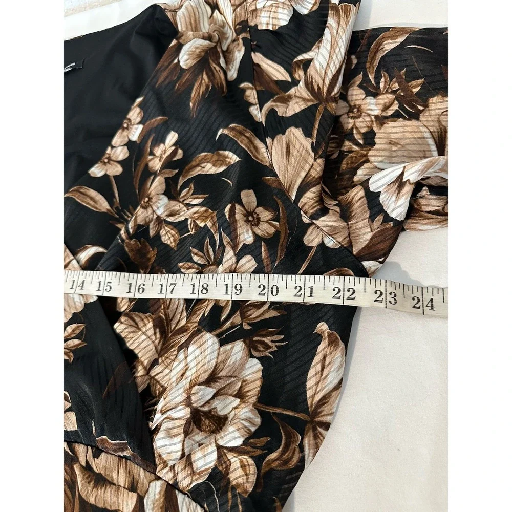Express Dark Floral High Low Faux Wrap Dress Ruffle Size XL 16/18 Whimsigoth - Picture 7 of 11